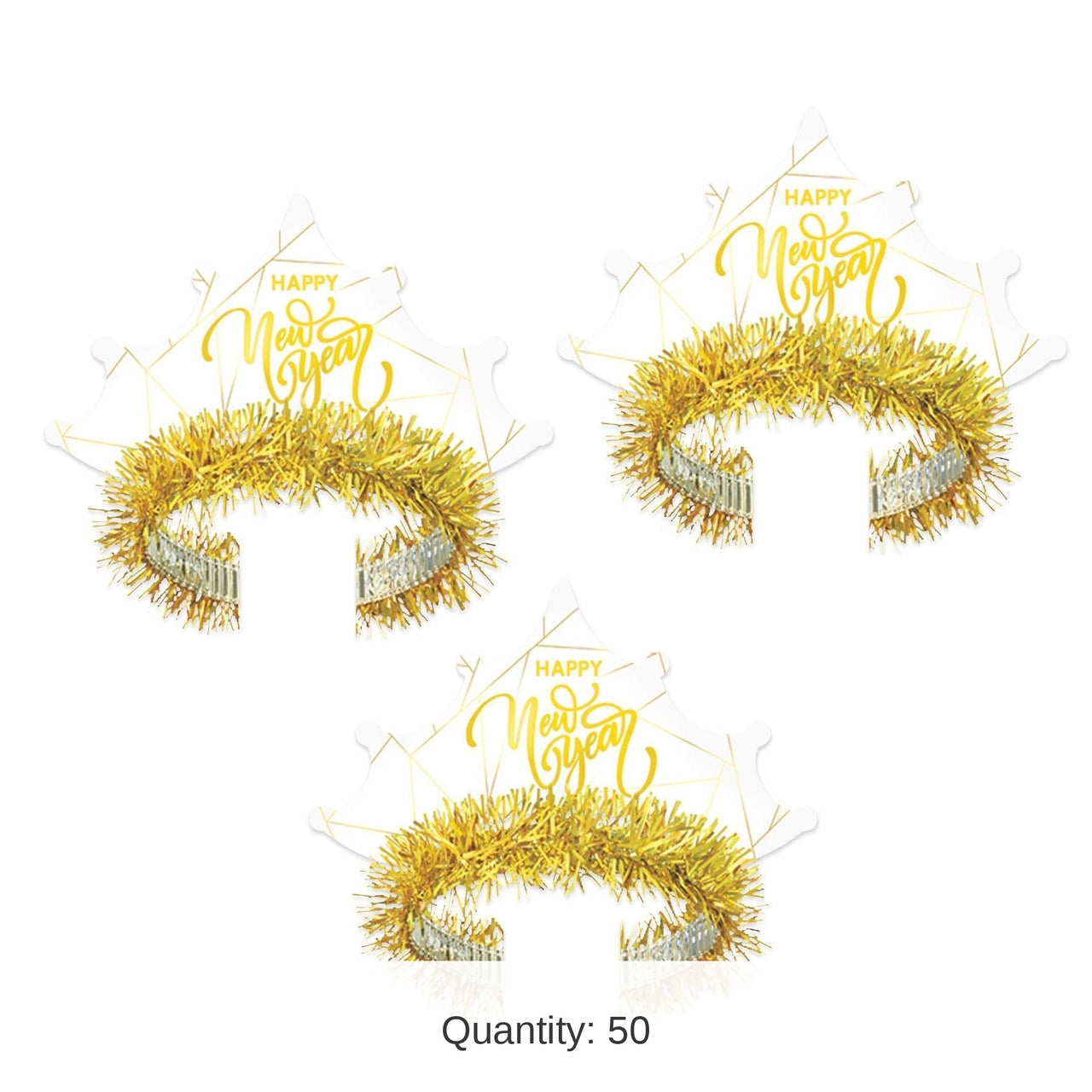 50 Pack Bulk White New Year Gold Tiara