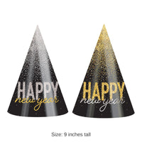 25 Pack Bulk New Year's Eve Silver & Gold Midnight Burst Cone Hats