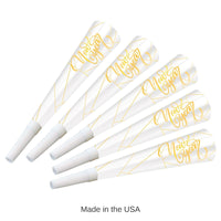 100 Pack Bulk White New Year Gold Horns