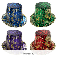 25 Pack Bulk New Year's Eve Midnight Masquerade Hi-Hats