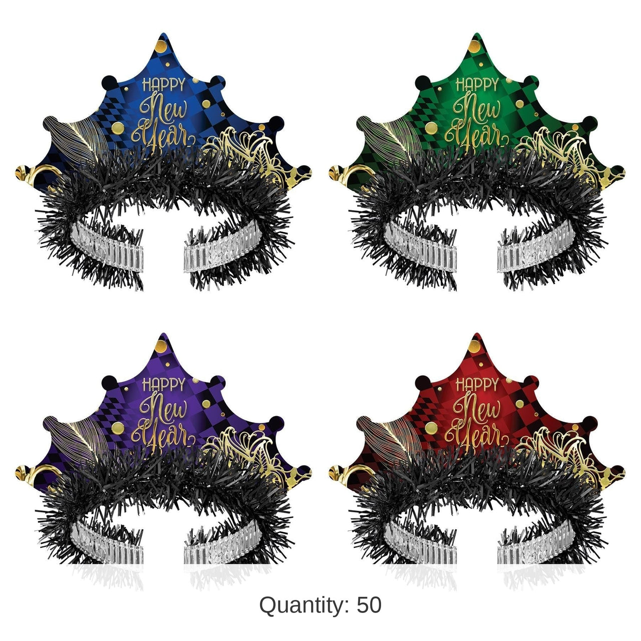 50 Pack Bulk New Year's Eve Midnight Masquerade Tiaras