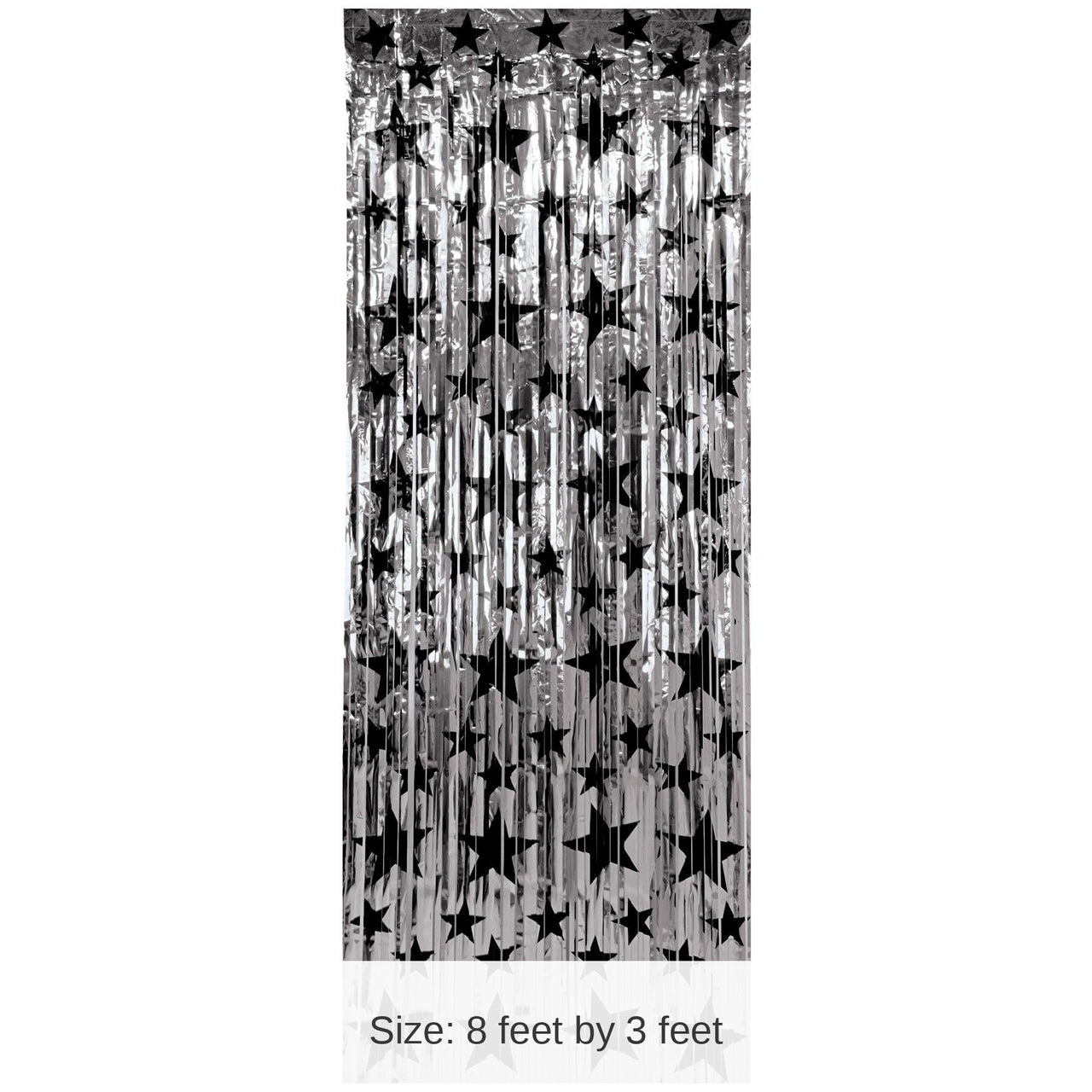 6 Pack Bulk 1-Ply Gleam 'N Party Curtain - Silver with Black Stars