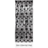 6 Pack Bulk 1-Ply Gleam 'N Party Curtain - Silver with Black Stars