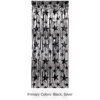 6 Pack Bulk 1-Ply Gleam 'N Party Curtain - Silver with Black Stars