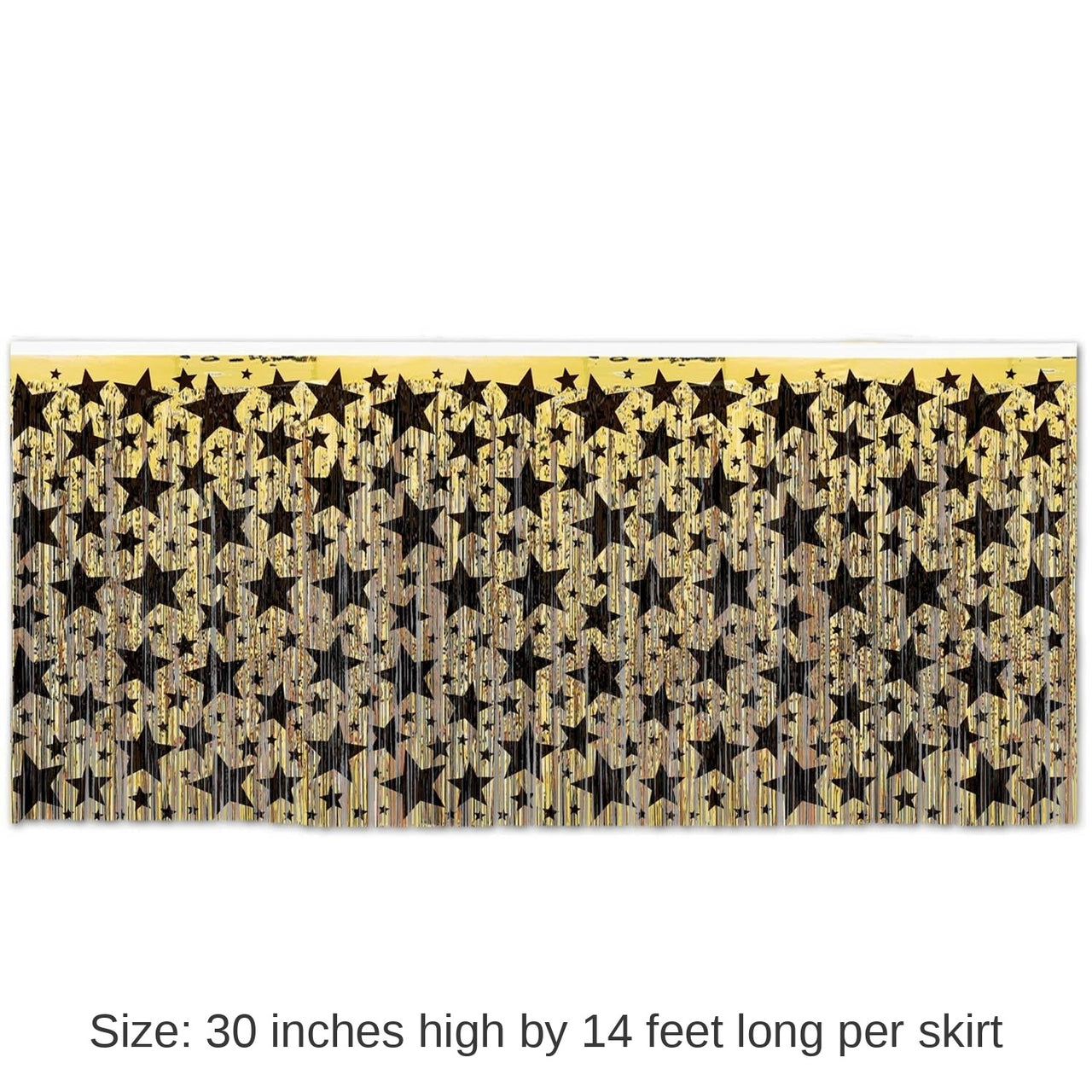 6 Pack Beistle New Year's Eve 1-Ply Metallic Table Skirt - gold with prtd black stars