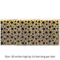 6 Pack Beistle New Year's Eve 1-Ply Metallic Table Skirt - gold with prtd black stars