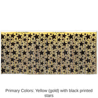 6 Pack Beistle New Year's Eve 1-Ply Metallic Table Skirt - gold with prtd black stars