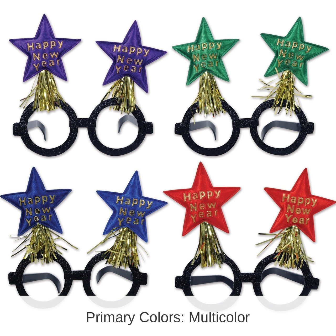 12 Pack Bulk Glittered New Year Star Bopper Glasses