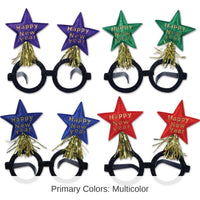 12 Pack Bulk Glittered New Year Star Bopper Glasses