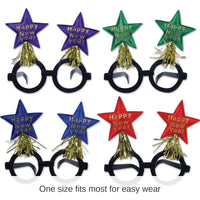 12 Pack Bulk Glittered New Year Star Bopper Glasses