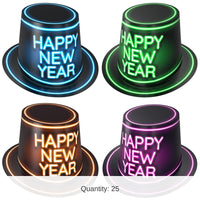 25 Pack Bulk Glowing New Year Hi-Hats