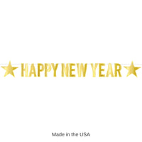 12 Pack Bulk Foil Happy New Year Streamer Gold