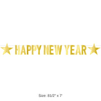 12 Pack Bulk Foil Happy New Year Streamer Gold