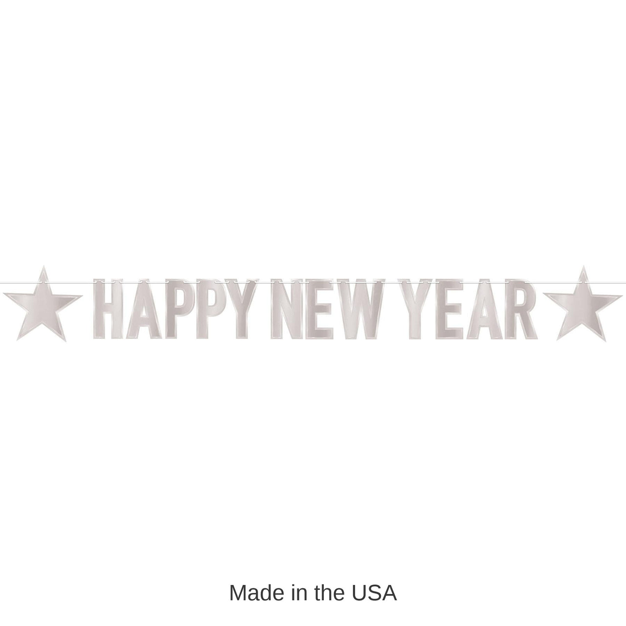 12 Pack Bulk Foil Happy New Year Streamer Silver