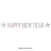 12 Pack Bulk Foil Happy New Year Streamer Silver