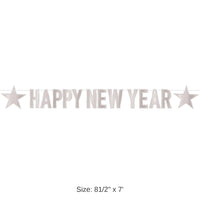 12 Pack Bulk Foil Happy New Year Streamer Silver
