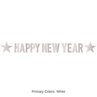 12 Pack Bulk Foil Happy New Year Streamer Silver