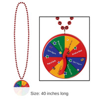 12 Pack Bulk Bead Necklace with New Year Spinner Medallion