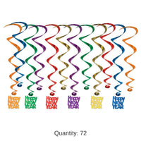 72 Pack Bulk Happy New Year Whirls