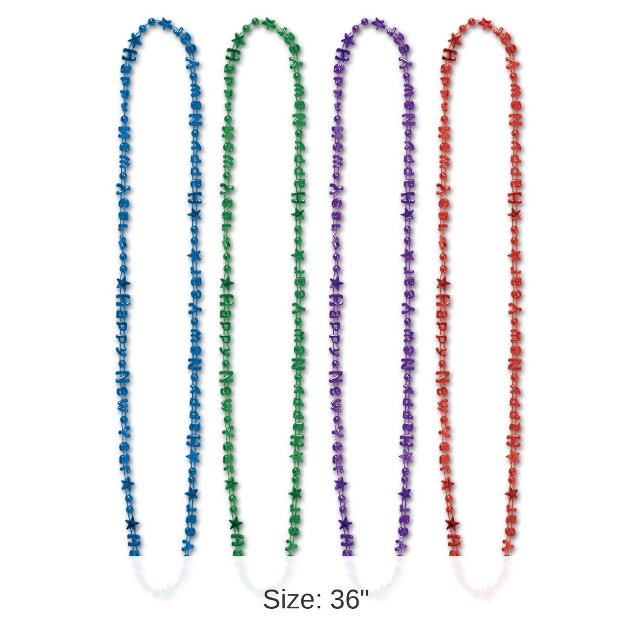 144 Pack Bulk Happy New Year Bead Necklaces- Asst Colors
