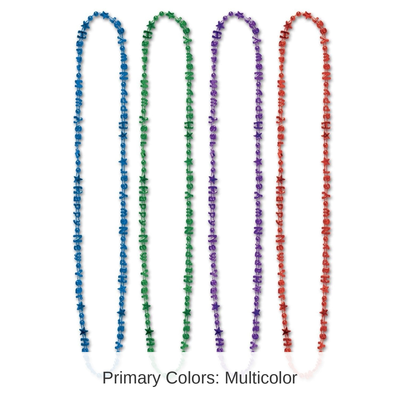 144 Pack Bulk Happy New Year Bead Necklaces- Asst Colors