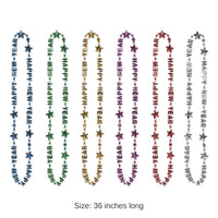 12 Pack Bulk Happy New Year Bead Necklaces- Multicolor