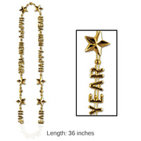 12 Pack Bulk Happy New Year Bead Necklaces - gold