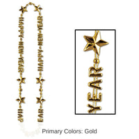 12 Pack Bulk Happy New Year Bead Necklaces - gold