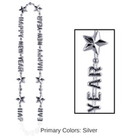 12 Pack Bulk Happy New Year Bead Necklaces - silver