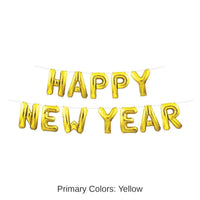 6 Pack Bulk Happy New Year Balloon Streamer - Gold