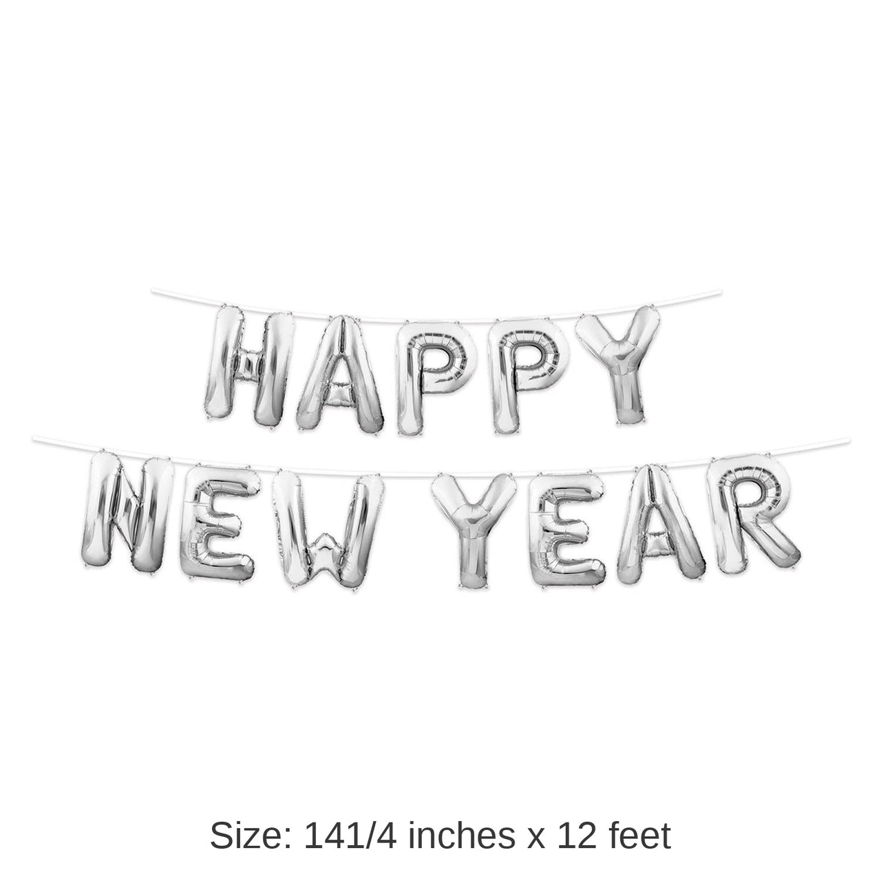 6 Pack Bulk Happy New Year Balloon Streamer - Silver