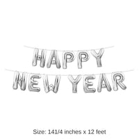 6 Pack Bulk Happy New Year Balloon Streamer - Silver