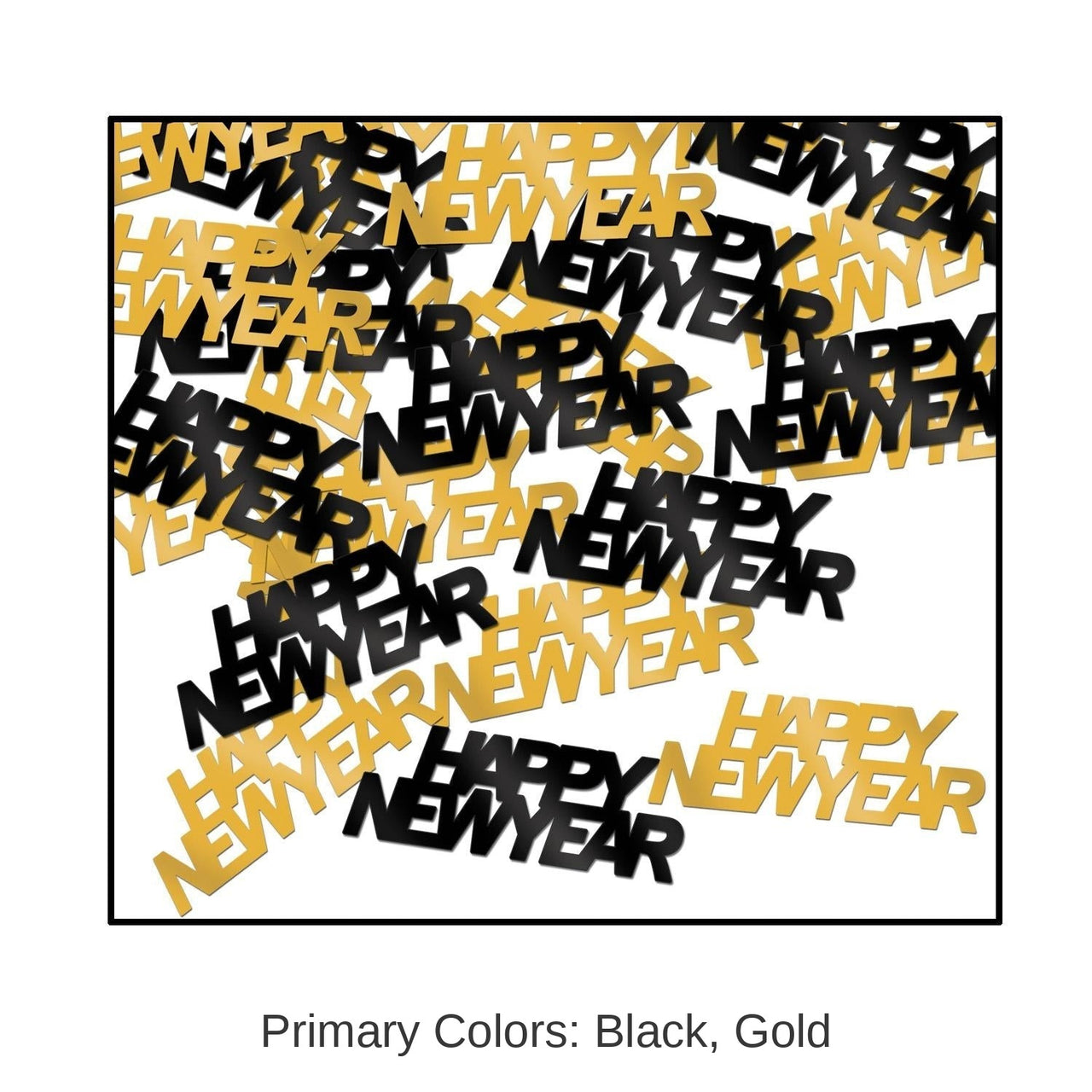 12 Pack Bulk Happy New Year Confetti black/gold - black/gold (0.5 Oz/Pkg)