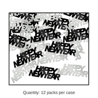 12 Pack Bulk Happy New Year Confetti black/silver - black/silver (0.5 Oz/Pkg)