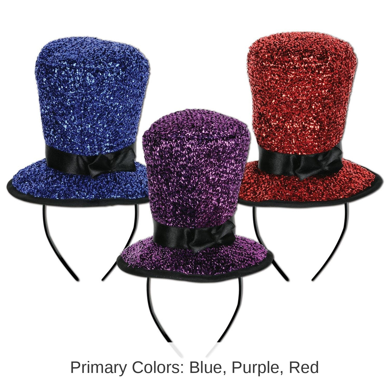 12 Pack Bulk New Year's Eve Sparkling Top Hat Headbands