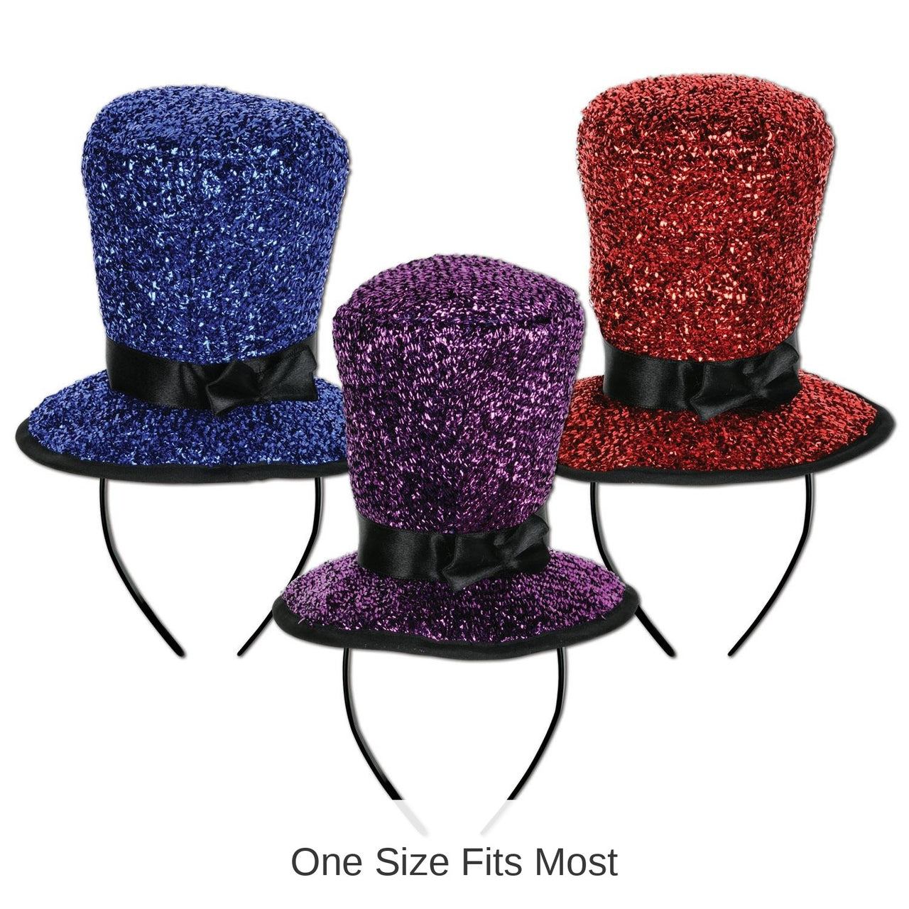 12 Pack Bulk New Year's Eve Sparkling Top Hat Headbands