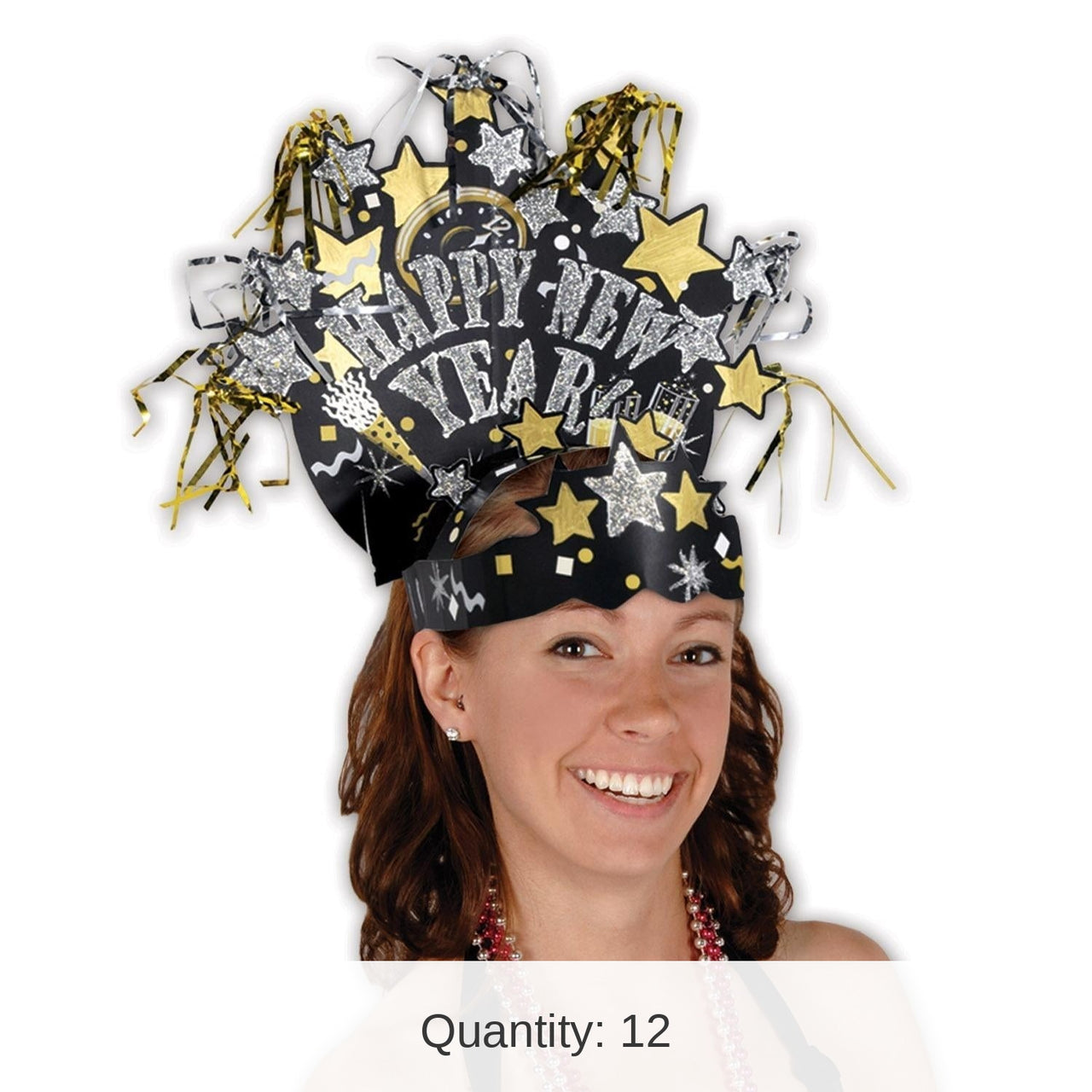12 Pack Bulk Glittered New Year Headdress