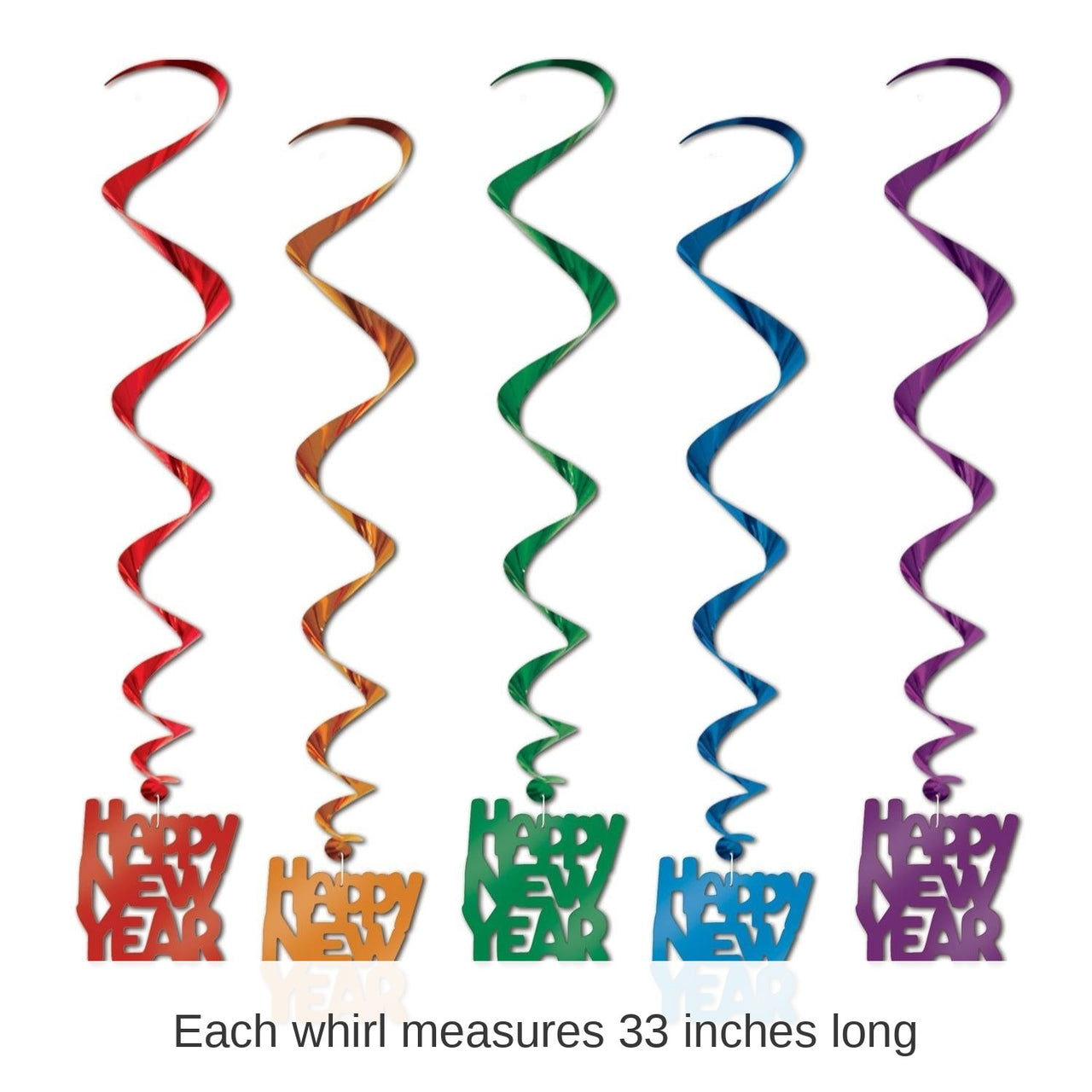 30 Piece Bulk Happy New Year Whirls Asst colors