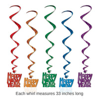 30 Piece Bulk Happy New Year Whirls Asst colors