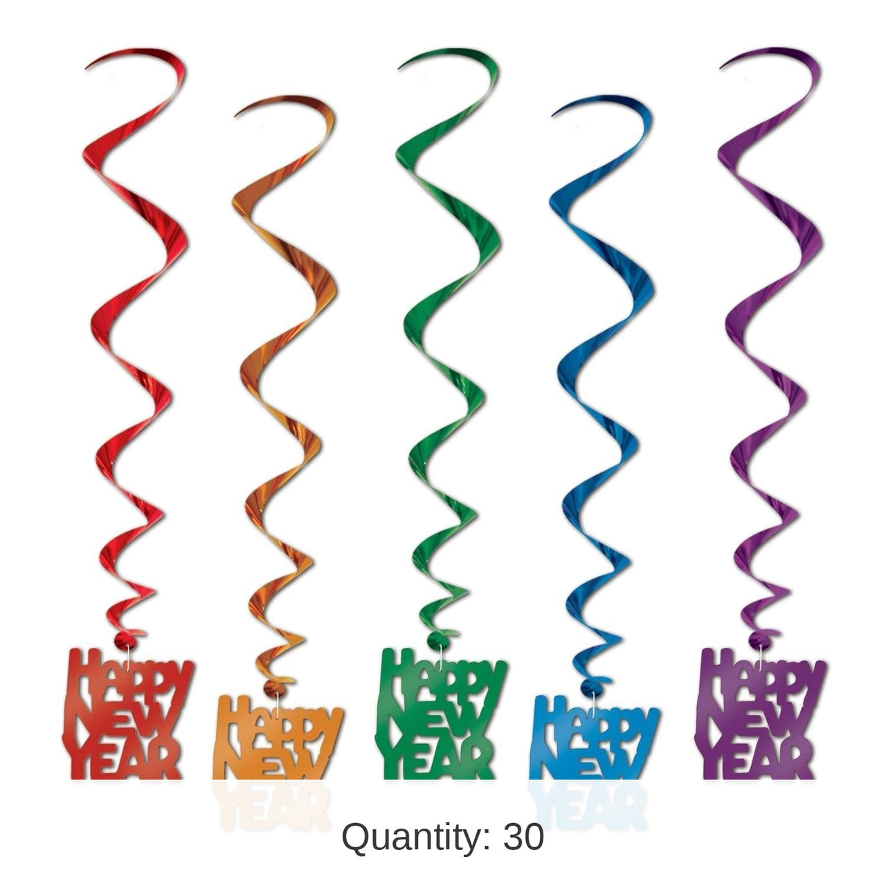 30 Piece Bulk Happy New Year Whirls Asst colors