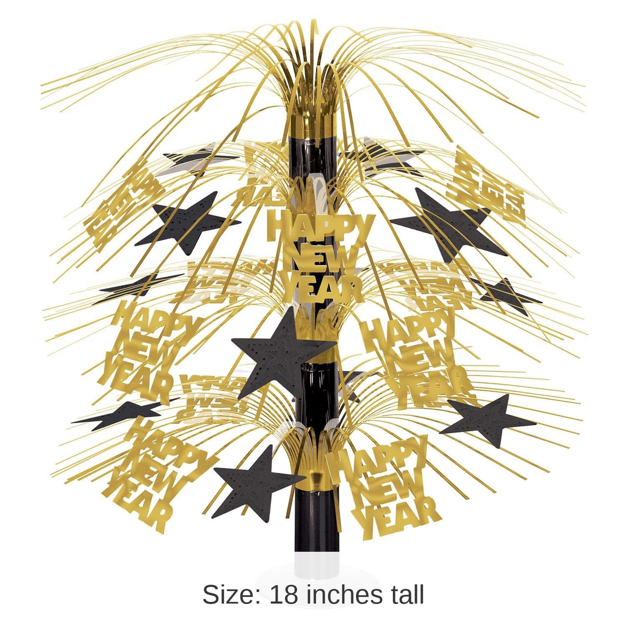 6 Pack Bulk Happy New Year Cascade Centerpiece - black/gold