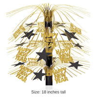 6 Pack Bulk Happy New Year Cascade Centerpiece - black/gold