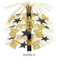 6 Pack Bulk Happy New Year Cascade Centerpiece - black/gold