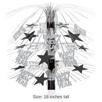 6 Pack Bulk Happy New Year Cascade Centerpiece - black/silver