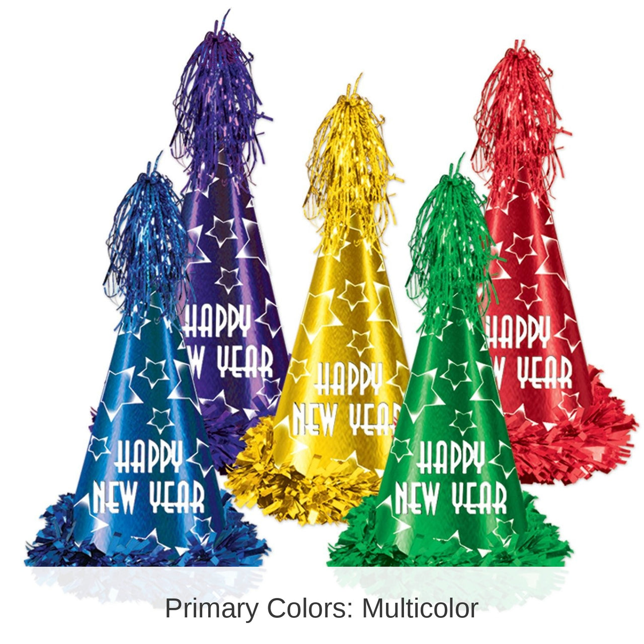 25 Pack Bulk New Year's Eve Gem-Star Party Hats asst colors