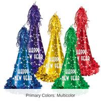 25 Pack Bulk New Year's Eve Gem-Star Party Hats asst colors