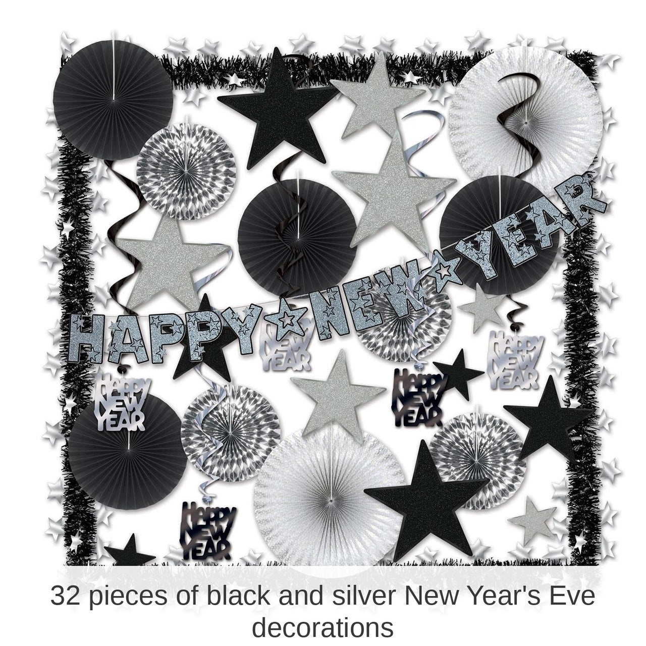 Shimmering Silver New Year's Eve Decorating Kit