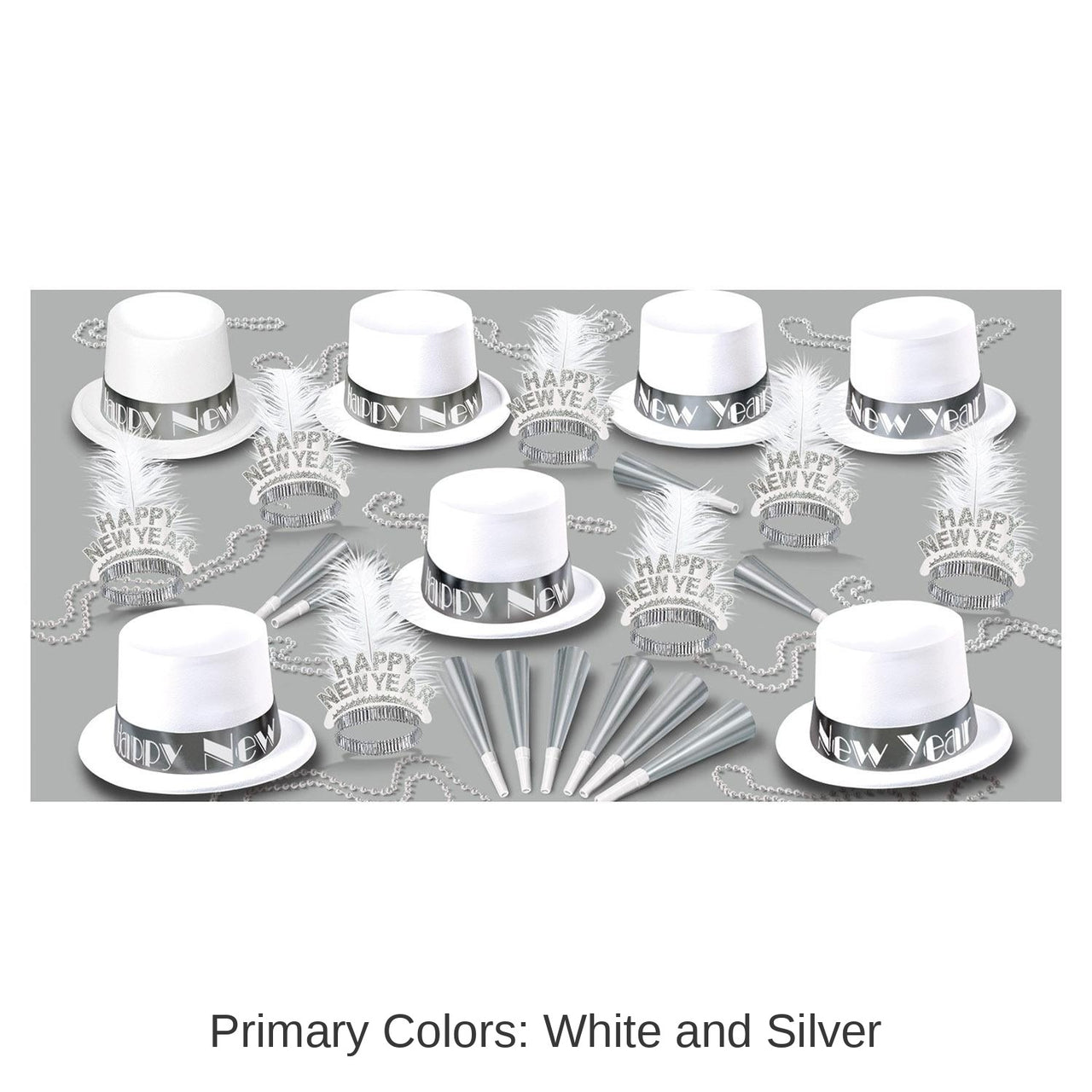White Ice New Year's Eve Party Kit for 50 People