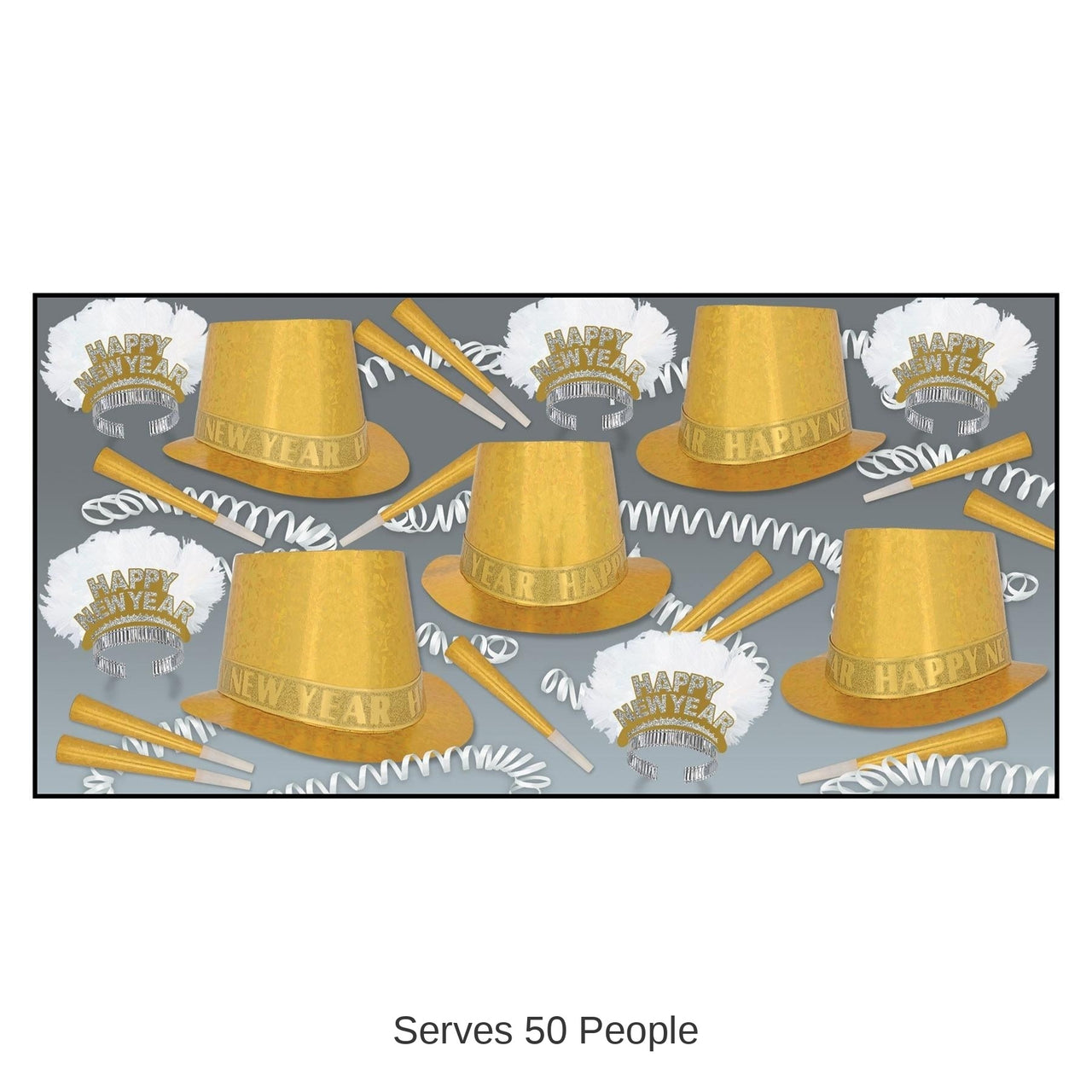 Topaz Happy New Year New Year's Eve Party Kit for 50 People