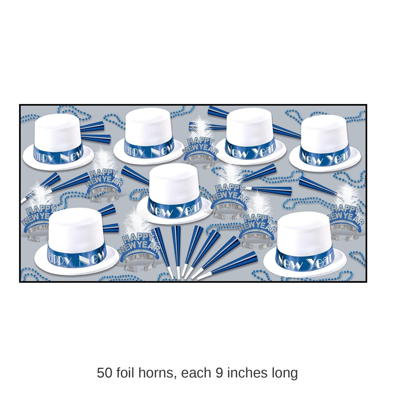 Arctic Blue New Year's Eve Party Kit for 50 People